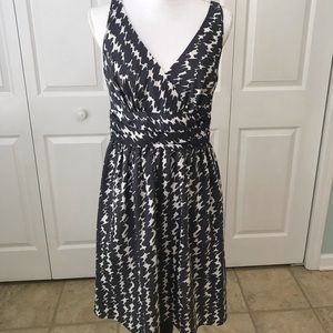 Ann Taylor Grey and White Dress, fit and flare.